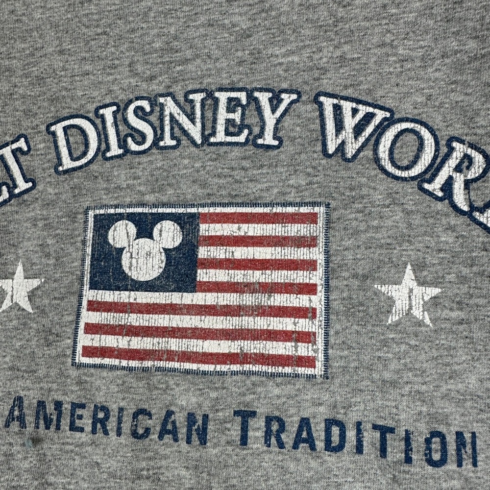 Walt Disney World Long Sleeve T Shirt American Flag Mickey Mouse Grey Size L‎ - Picture 2 of 9